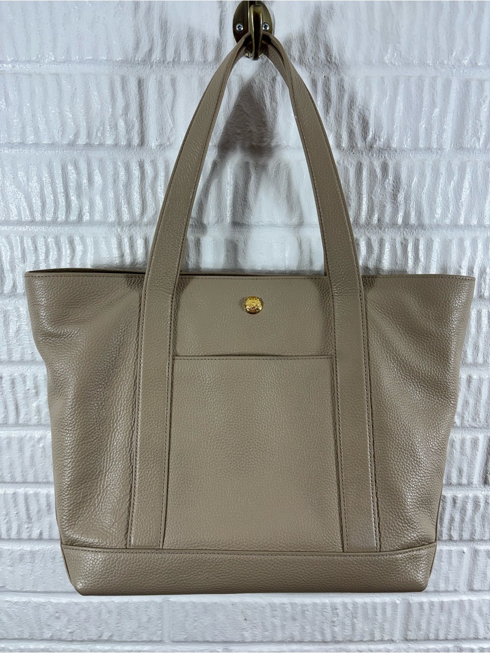 Veronica Beard Leather‎ Goody Grand Tote Shoulder Bag Taupe